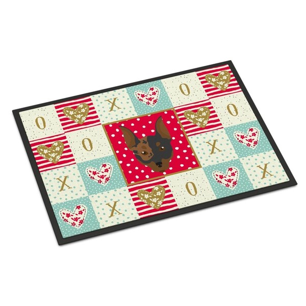 Carolines Treasures 18 x 27 in. Harlequin Pinscher No.2 Love Indoor or Outdoor Mat CK5204MAT - main